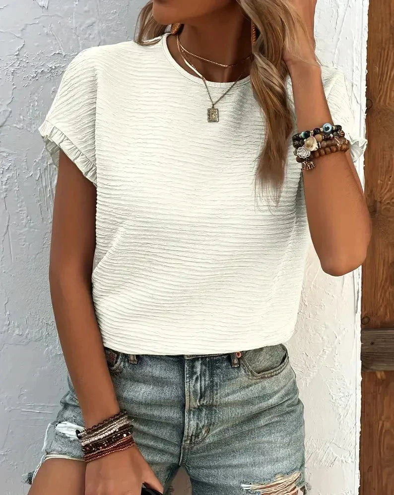 Karin | Ruffle Sleeve Textured Top