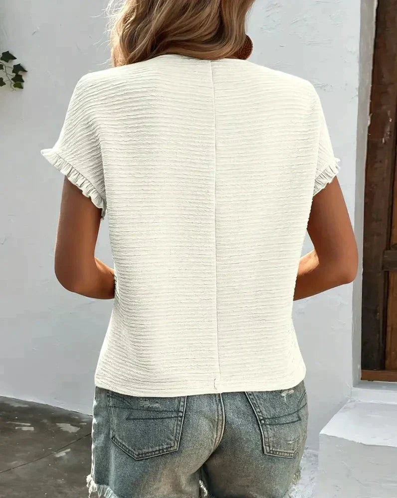 Karin | Ruffle Sleeve Textured Top