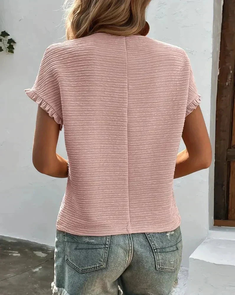 Karin | Ruffle Sleeve Textured Top