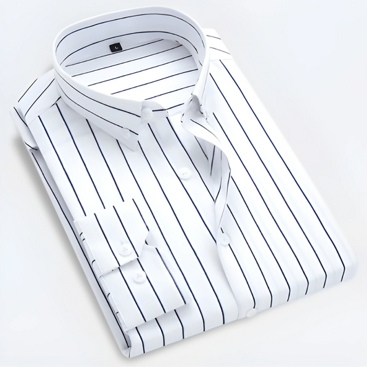 Classic Slim Fit Striped Dress Shirt - Luxivelle