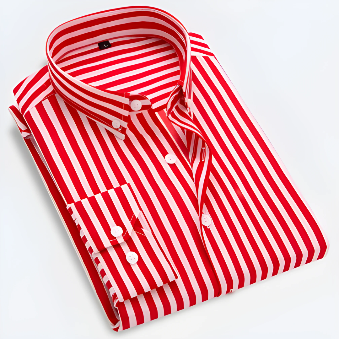 Classic Slim Fit Striped Dress Shirt