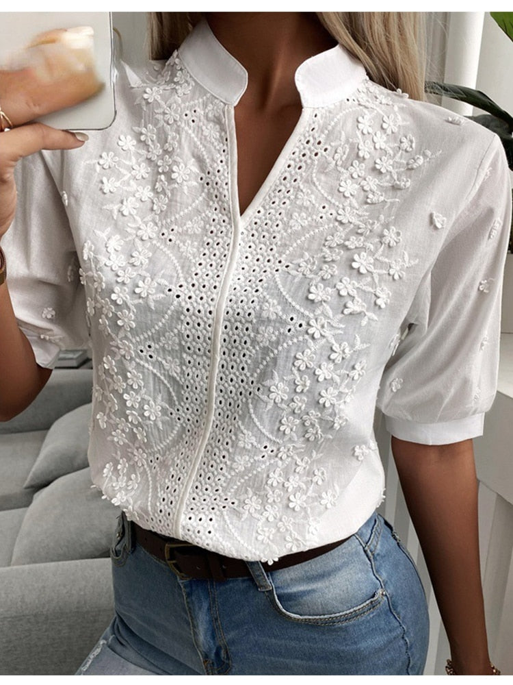 Feminine Low Neck Lace Top