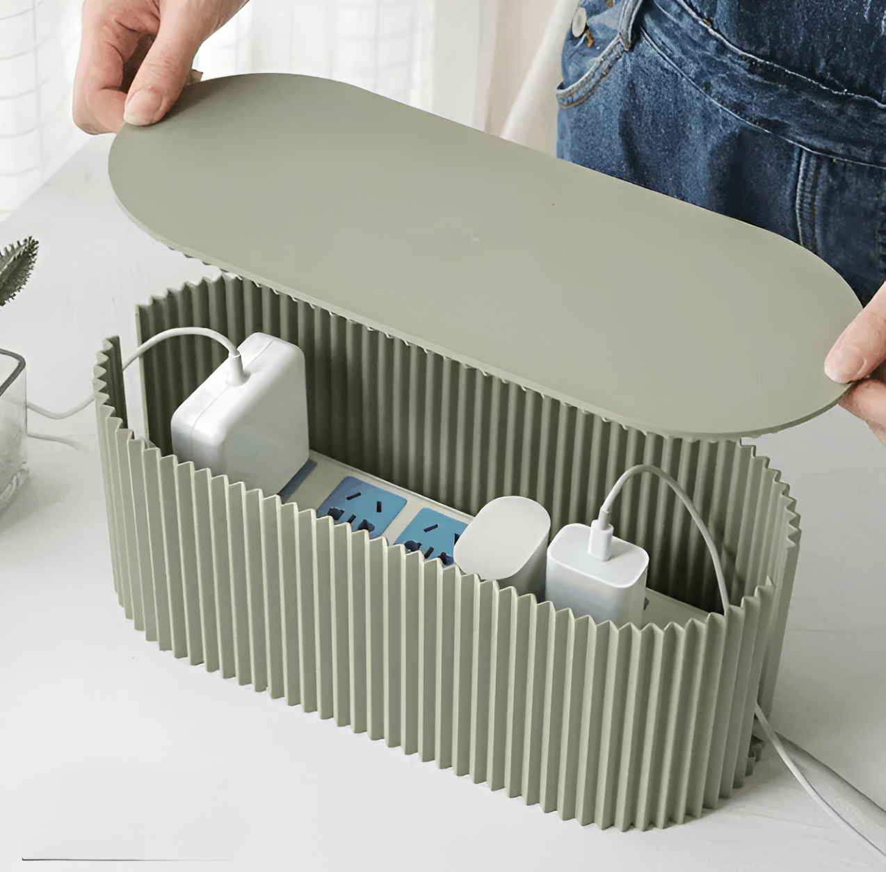 Slim Cable Management Box - Pastel Colour Cable Organizer - Luxivelle