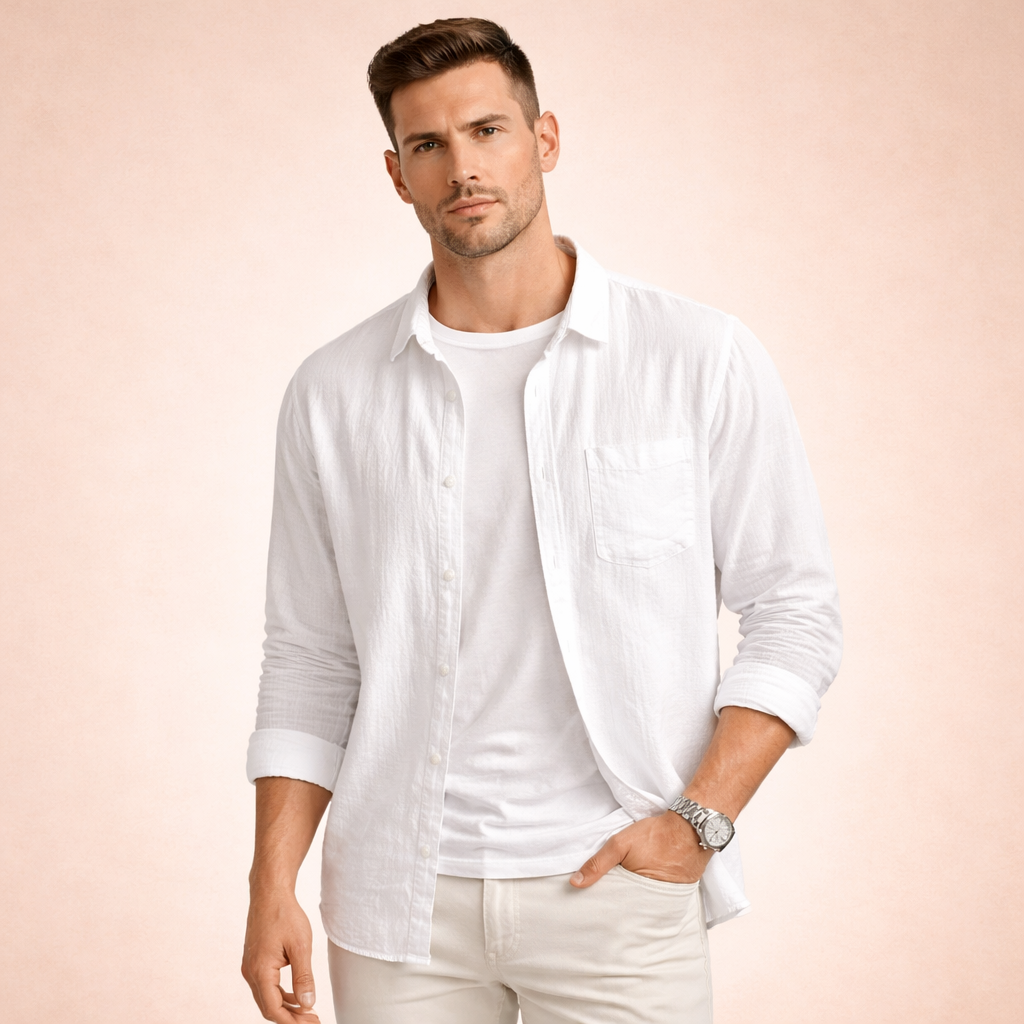 Hidde | Plain men's long-sleeved shirt 4