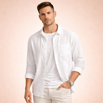 Hidde | Plain men's long-sleeved shirt 4