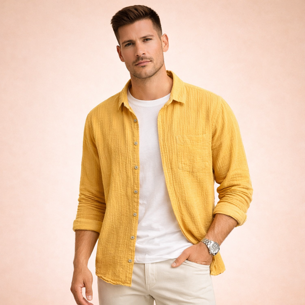 Hidde | Plain men's long-sleeved shirt 5