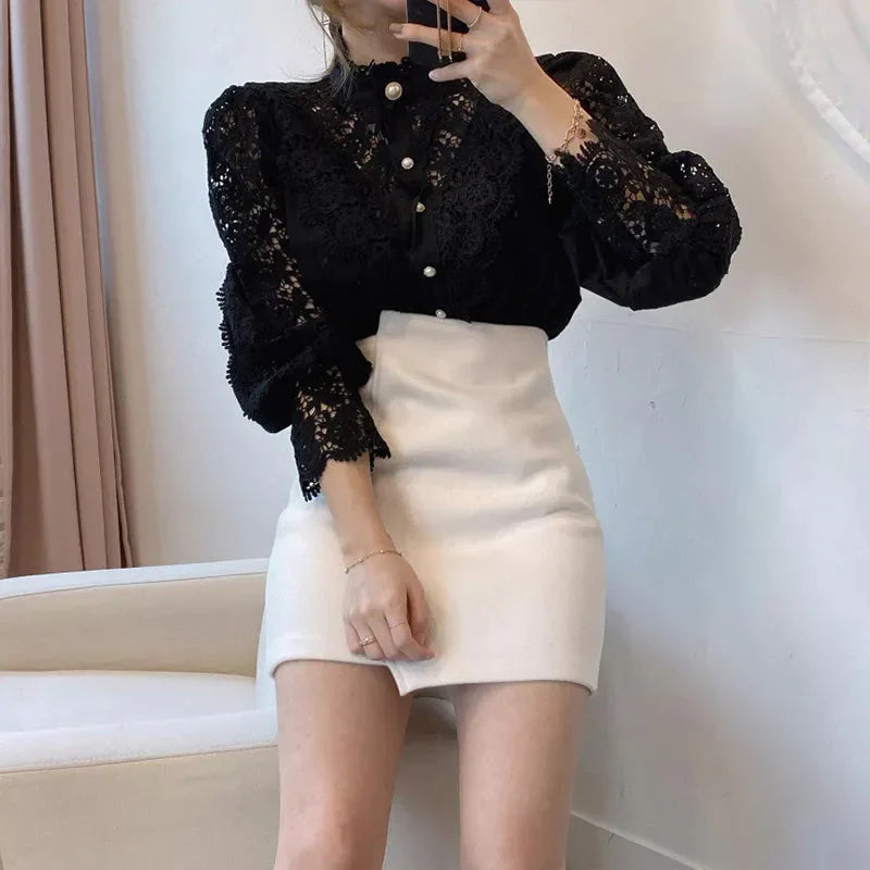 Lea | Hollow Flower Blouse
