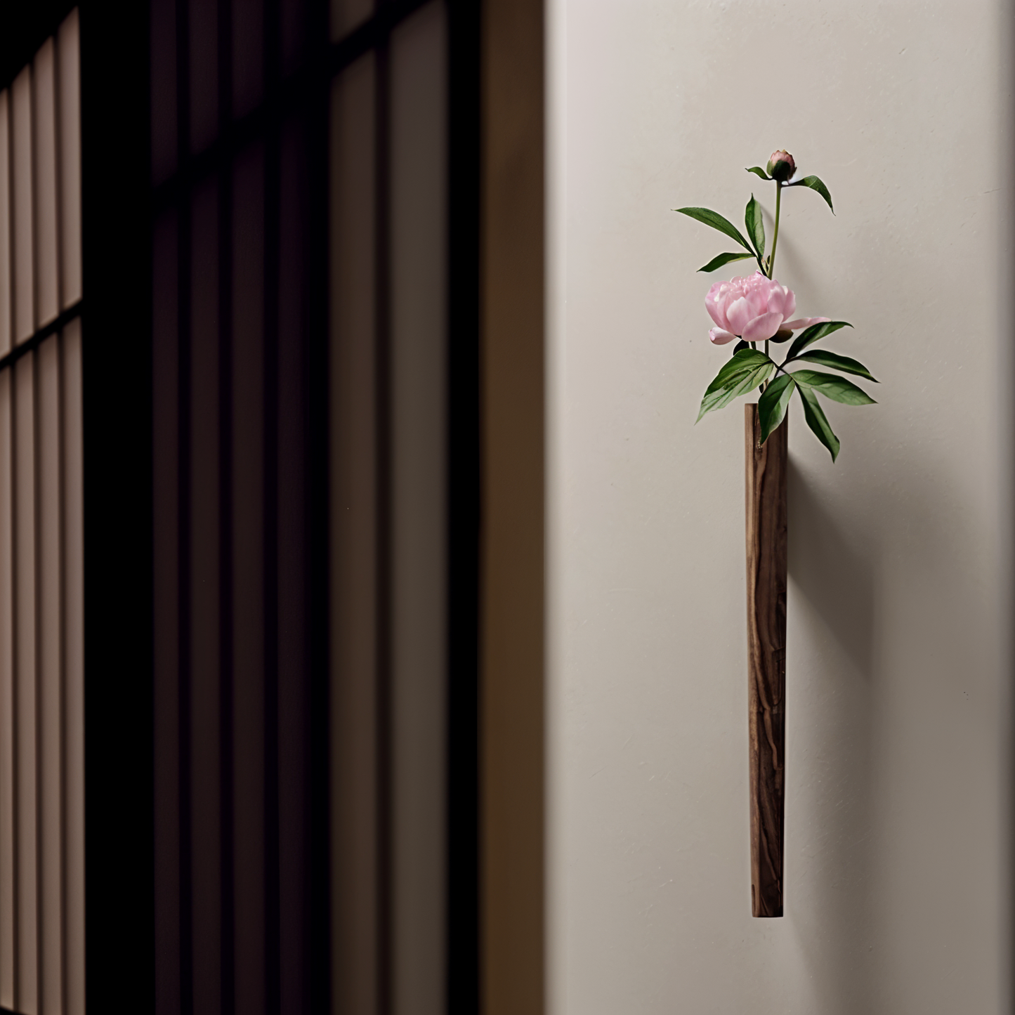 Natural Wooden Wall Vase for Flowers