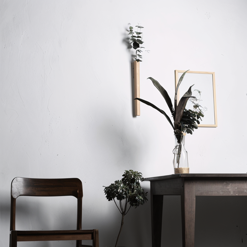 Natural Wooden Wall Vase for Flowers