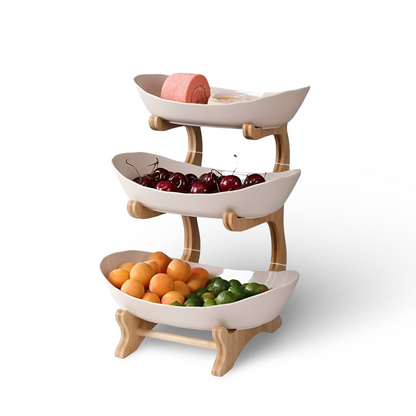 Natural Wooden Multi Tier Fruit Stand