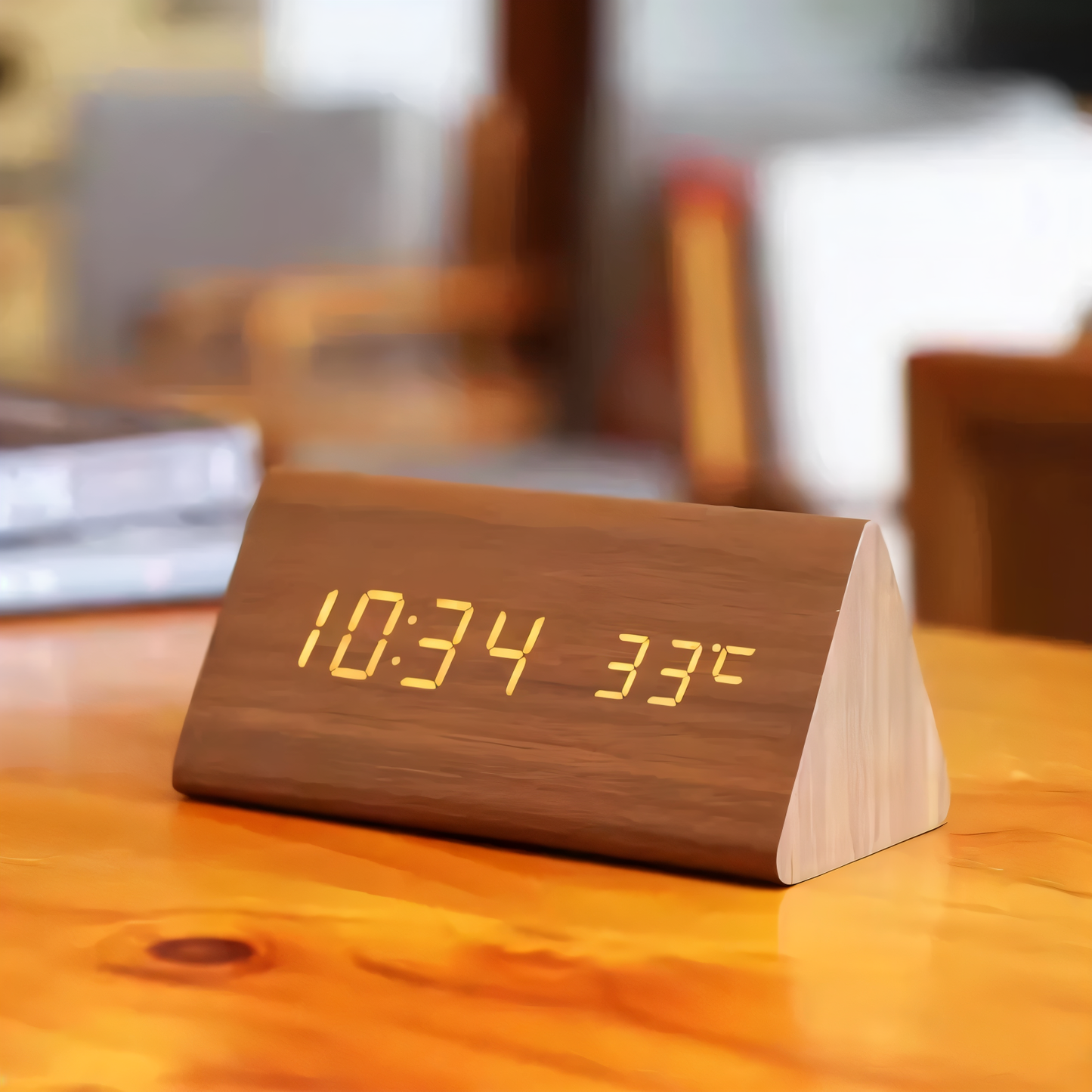 Smart Wooden Digital Alarm Clock with Temp & Humidity