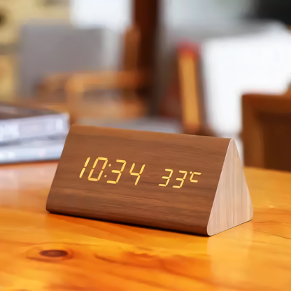 Smart Wooden Digital Alarm Clock with Temp & Humidity