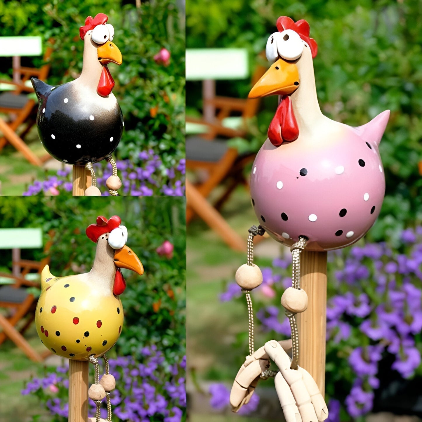 Colorful Large Rooster Yard Statue