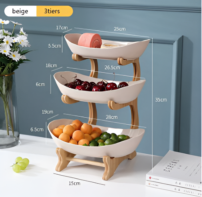 Natural Wooden Multi Tier Fruit Stand