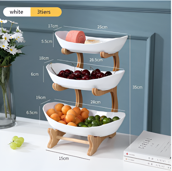 Natural Wooden Multi Tier Fruit Stand