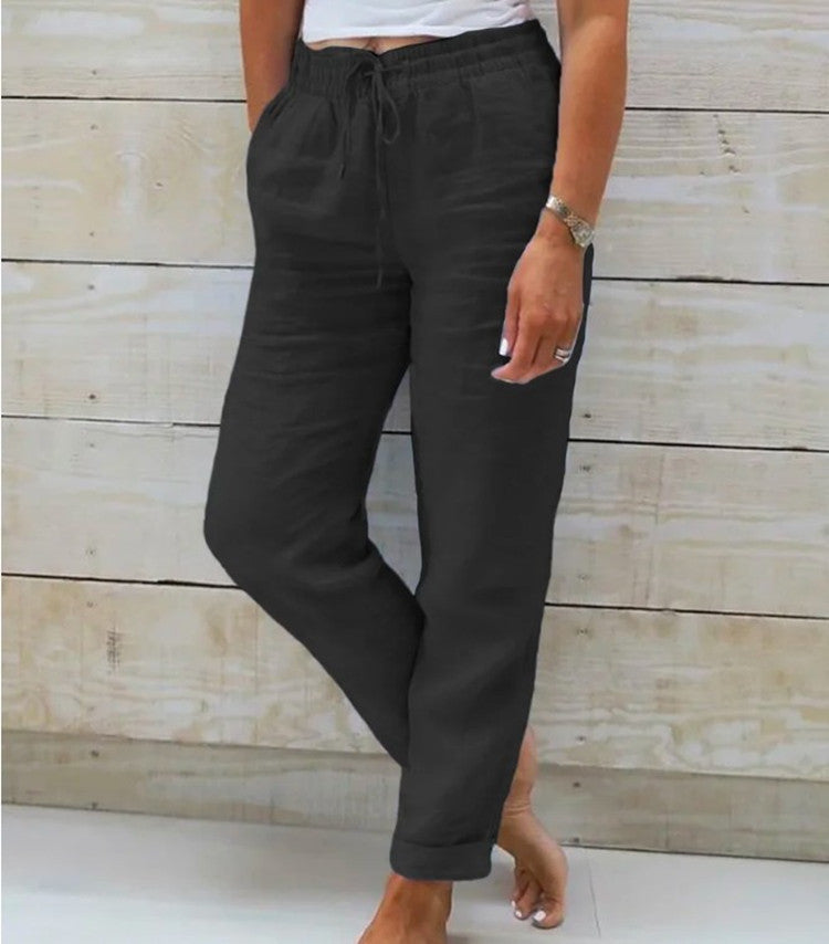 Women's Short Drawstring Straight Leg Pants - Luxivelle