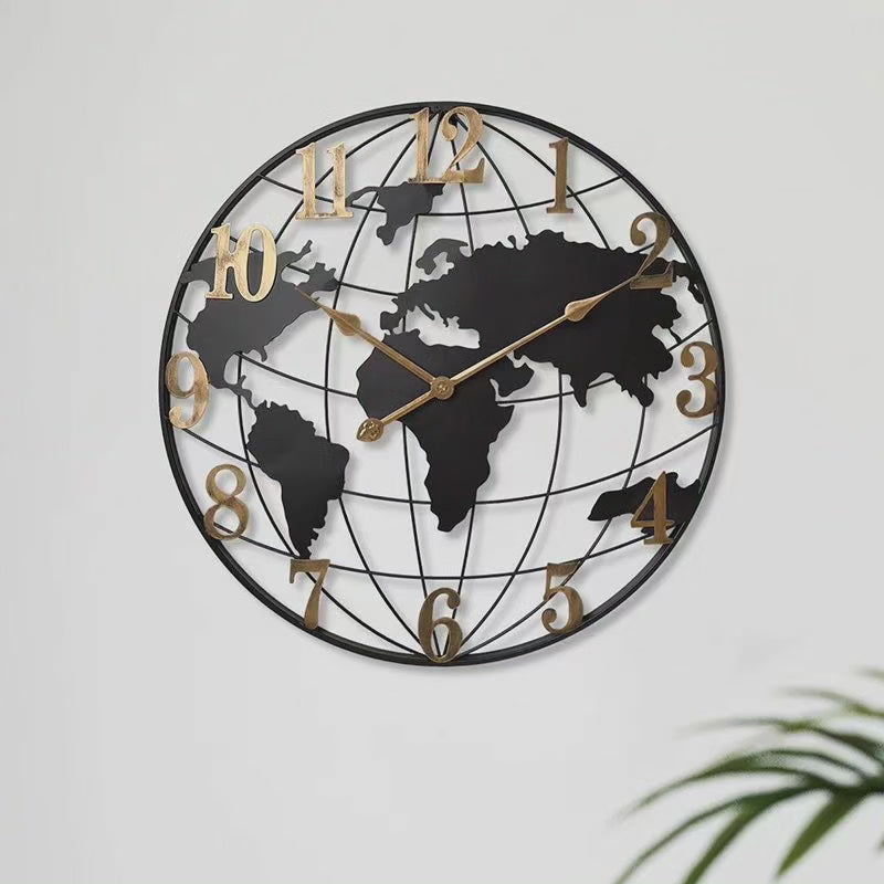 Big 60cm Vintage Style Map Wall Clock
