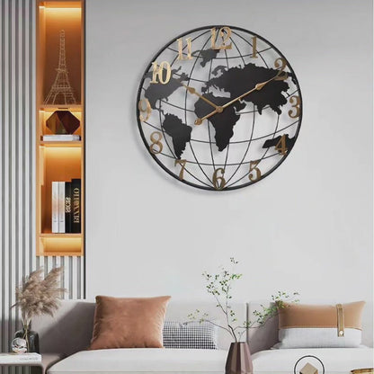 Big 60cm Vintage Style Map Wall Clock