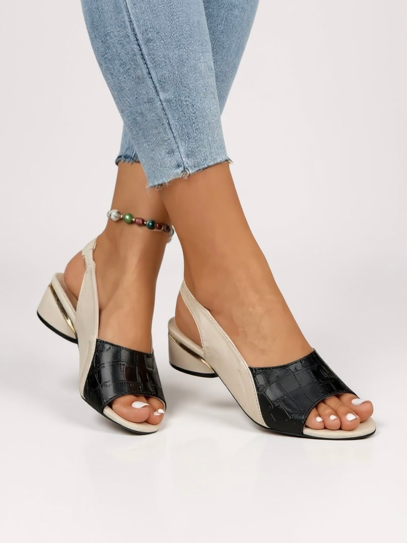 Comfortable Heeled Sling Sandals - Luxivelle