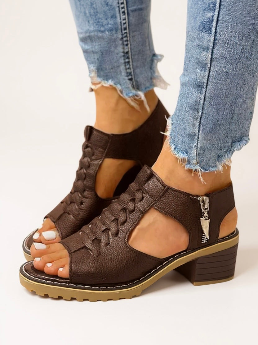 Elegant Zip Up High Heel Sandals - Luxivelle