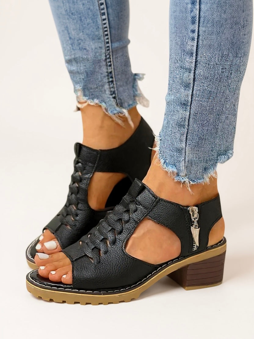Elegant Zip Up High Heel Sandals