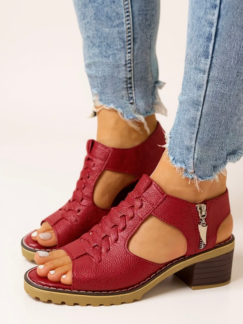 Elegant Zip Up High Heel Sandals