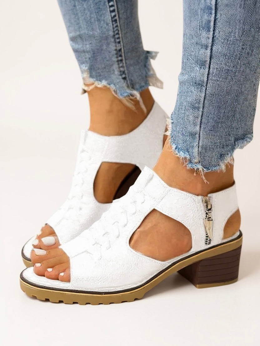 Elegant Zip Up High Heel Sandals
