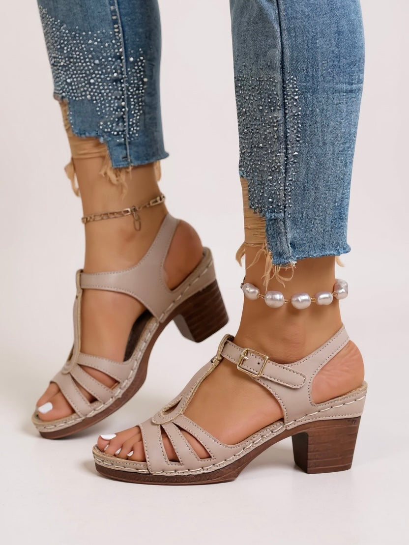Comfortable Heel Block Sandals