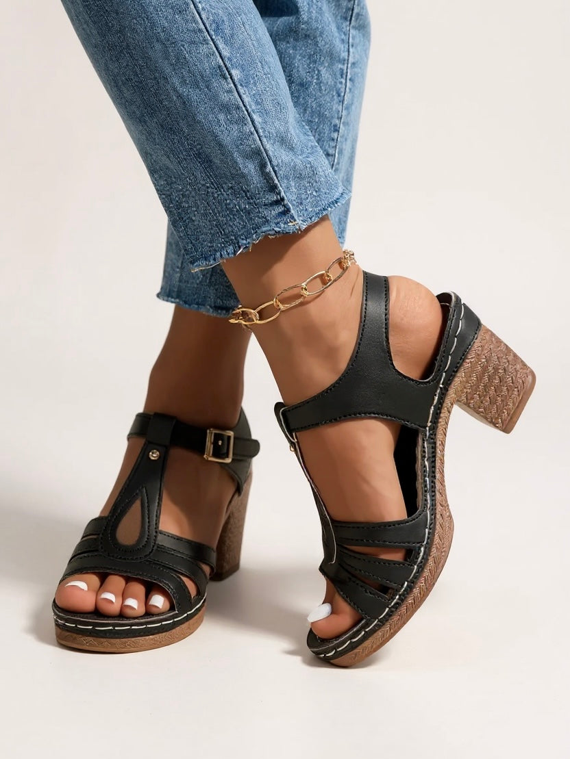 Comfortable Heel Block Sandals