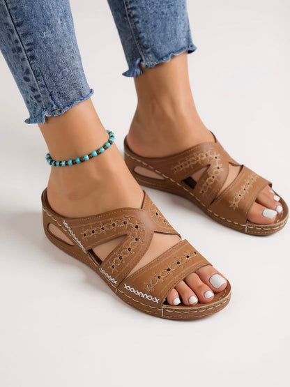 Decorative Stitch Slide Sandals