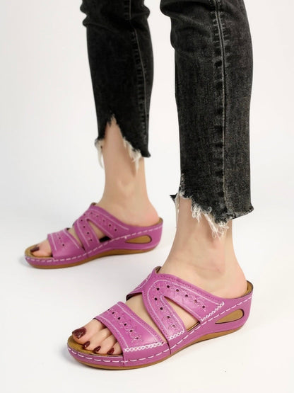Decorative Stitch Slide Sandals