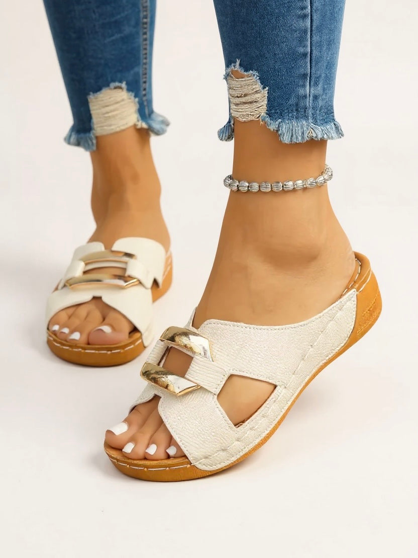 Comfortable Double Buckle Slide Sandals