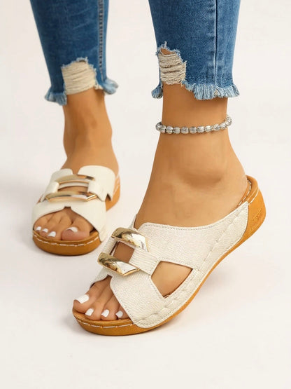 Comfortable Double Buckle Slide Sandals