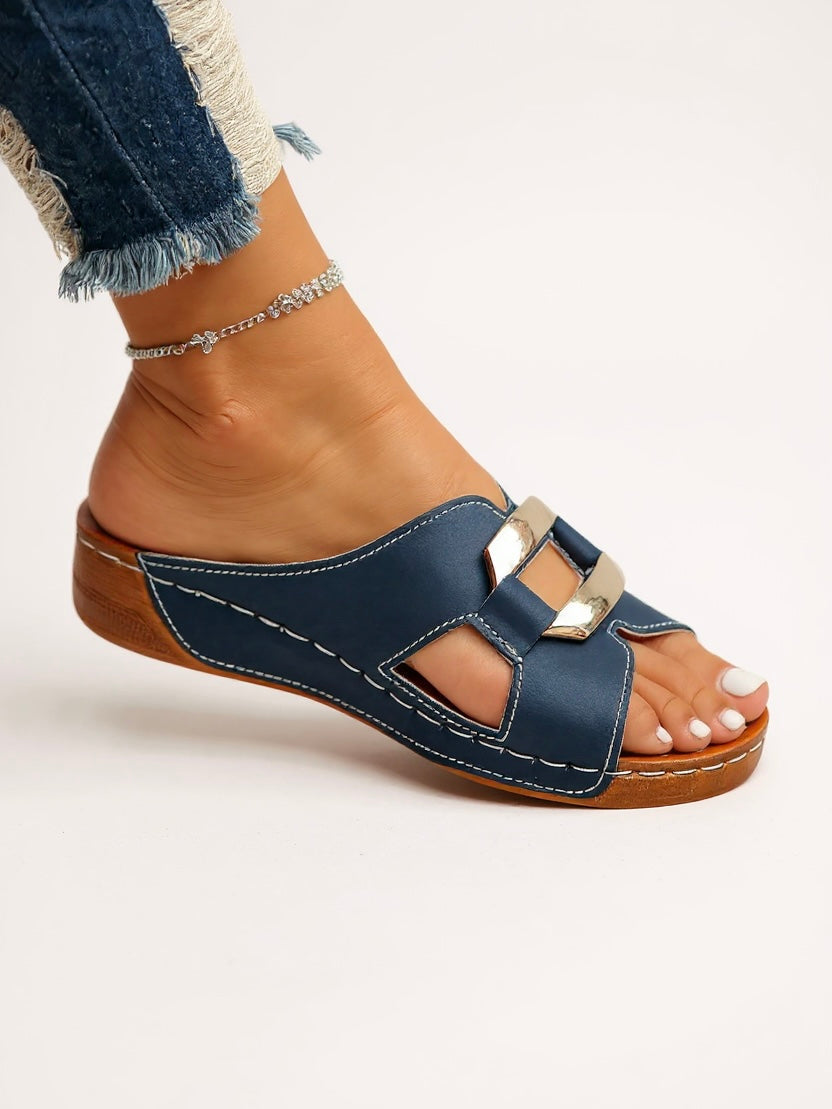Comfortable Double Buckle Slide Sandals