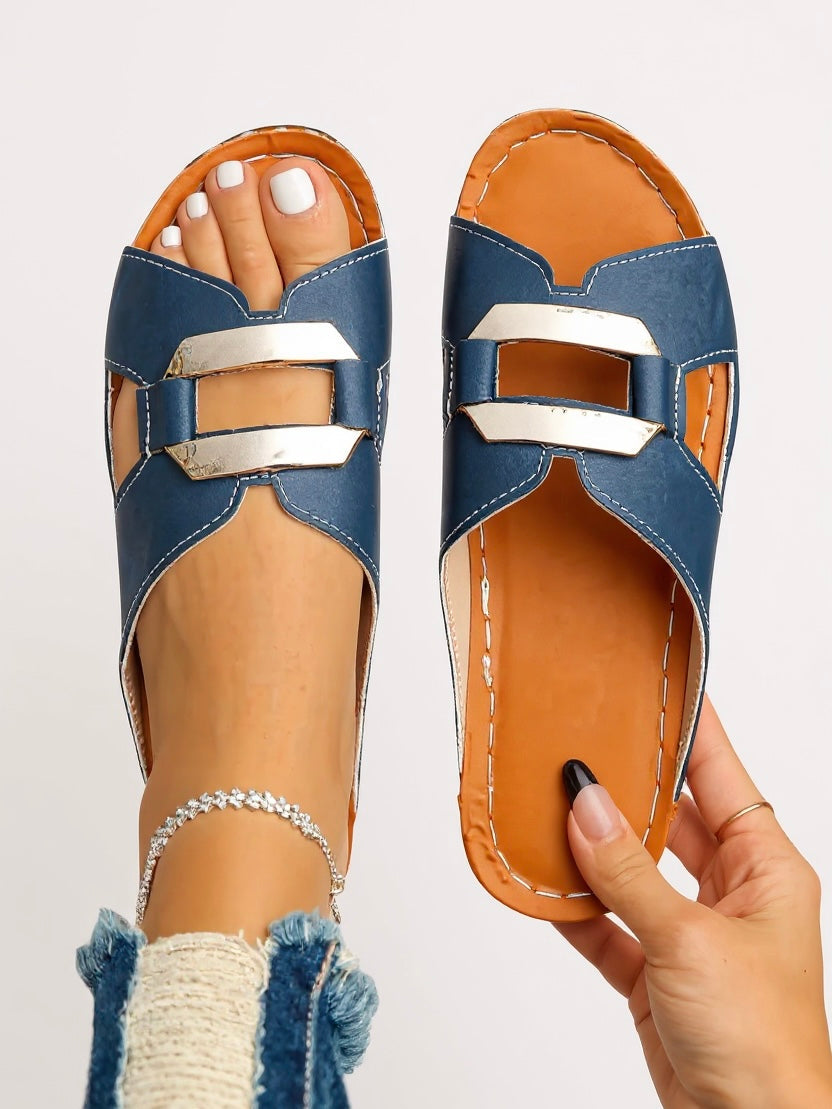 Comfortable Double Buckle Slide Sandals