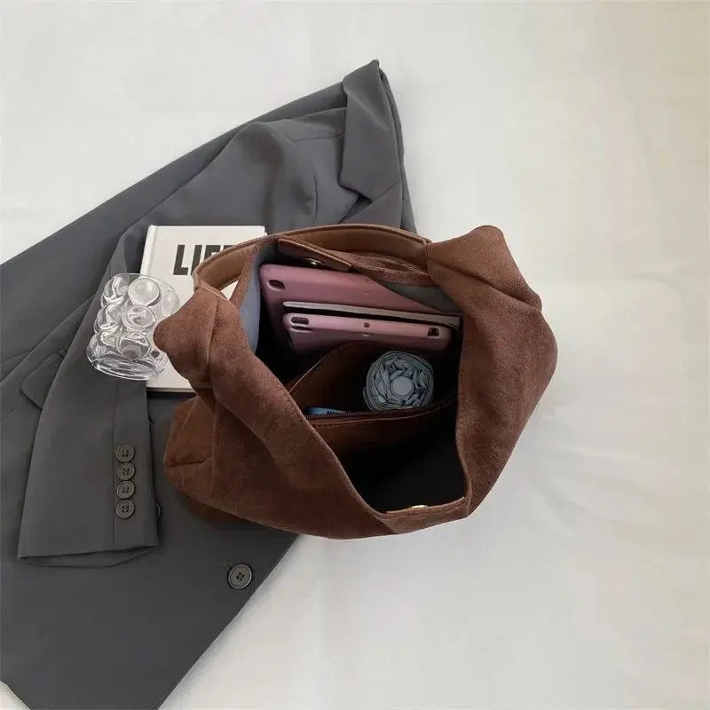 Luxury Faux Suede Tote Shoulder Bag