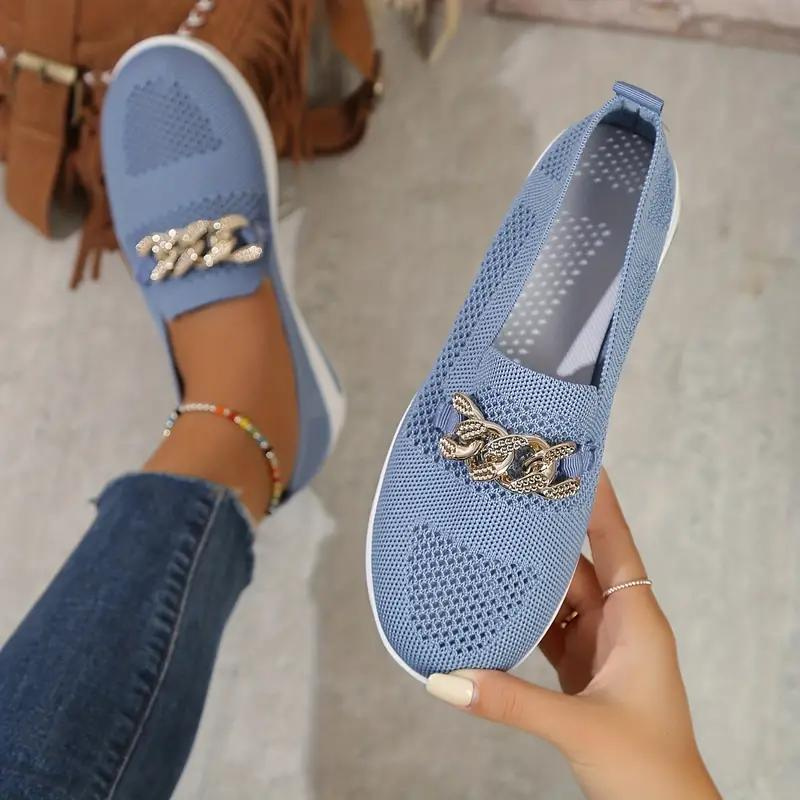 Ladies Slip On Shoes with Silver Buckle