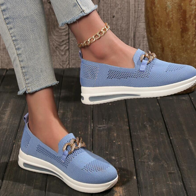Ladies Slip On Shoes with Silver Buckle