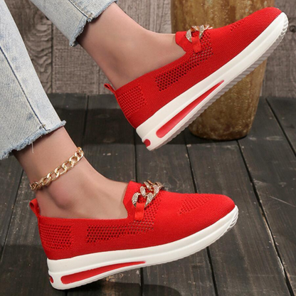 Ladies Slip On Shoes with Silver Buckle