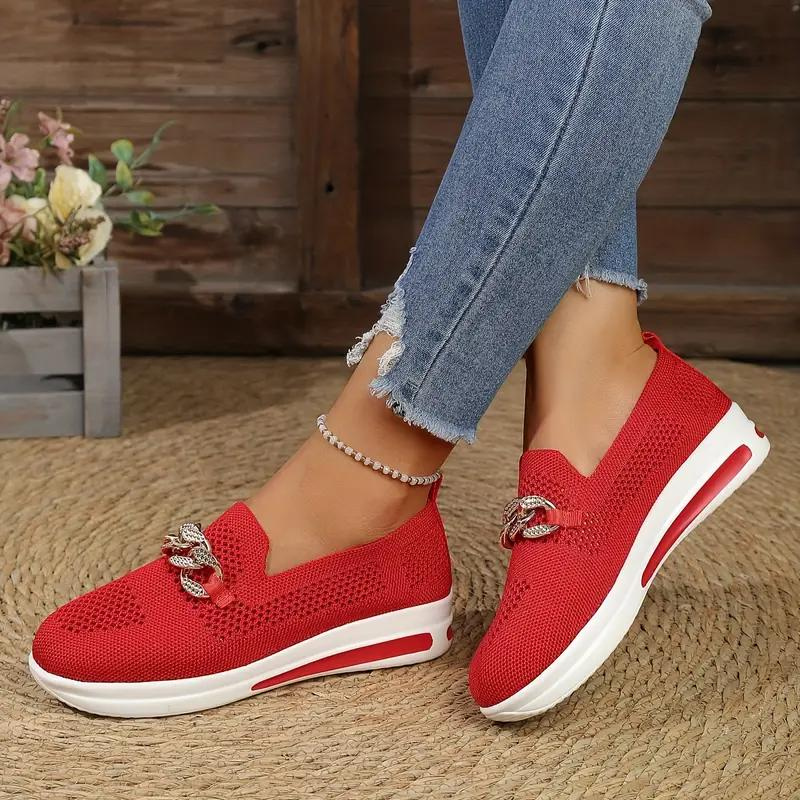 Ladies Slip On Shoes with Silver Buckle