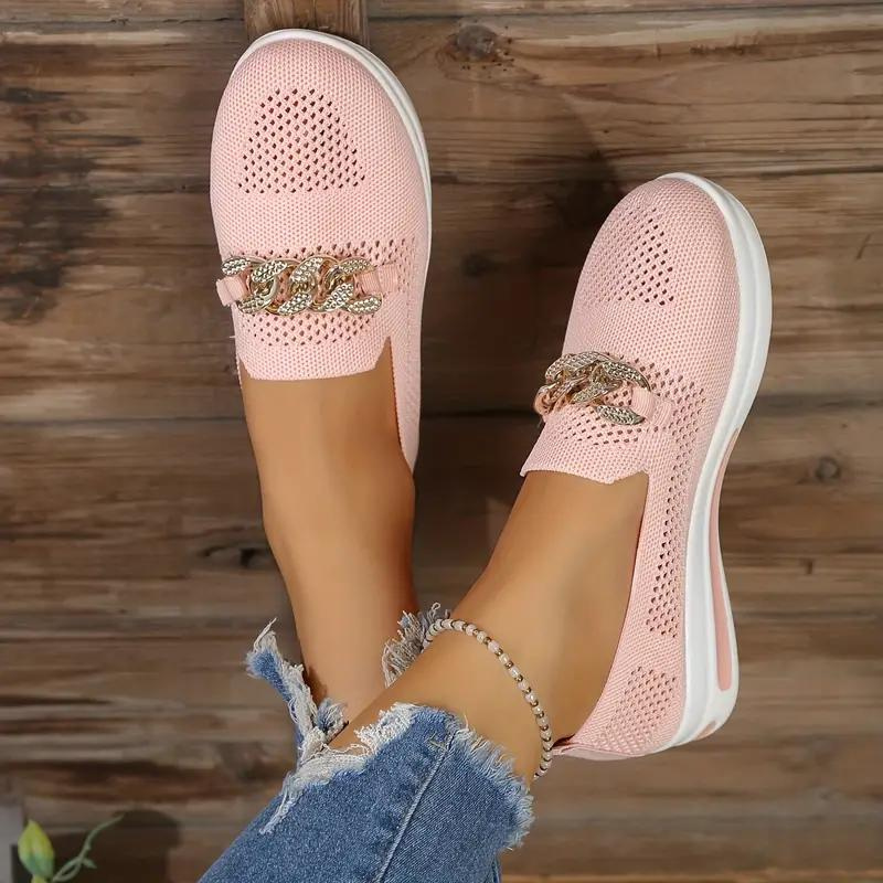 Ladies Slip On Shoes with Silver Buckle
