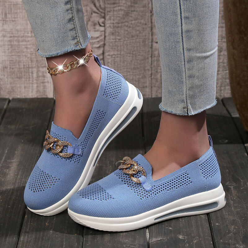 Ladies Slip On Shoes with Silver Buckle