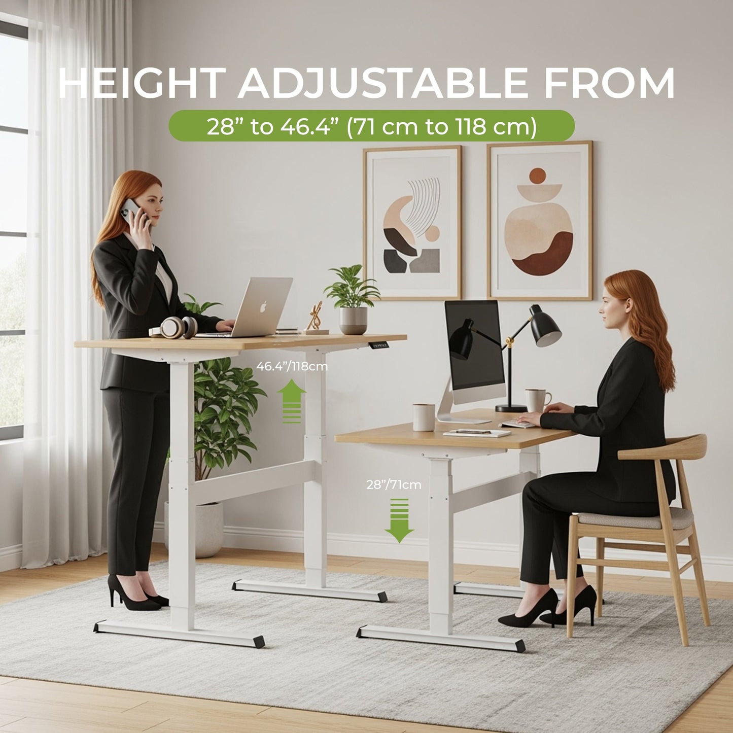 Ergonomic Height Adjustable Home Office Desk
