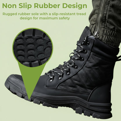 Tough Steel Toe Work Boots - Easy Zip Closure