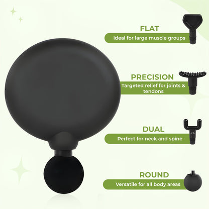 Compact Handheld Muscle Massager - Quiet 4 Tip Percussion Gun