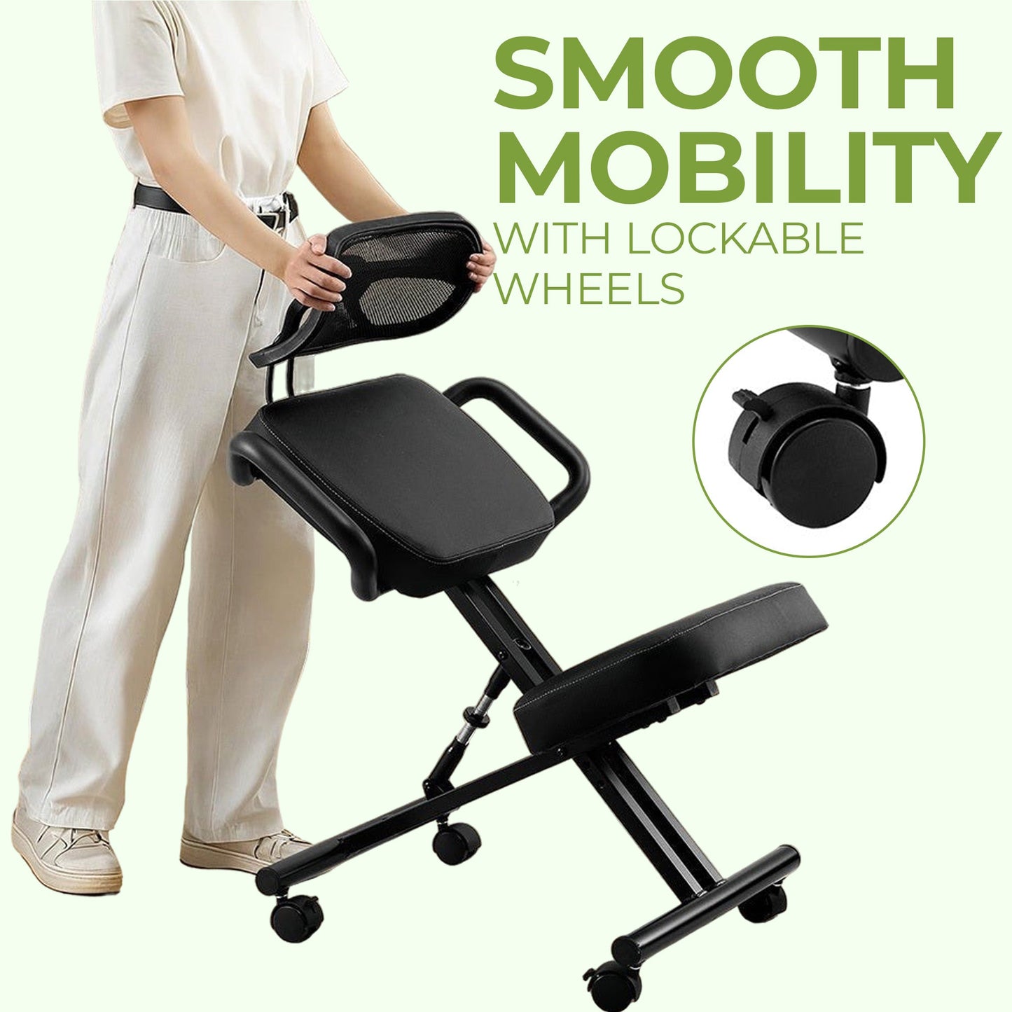 Ergonomic Desk Chair with Lumbar Support - Stool with Wheels