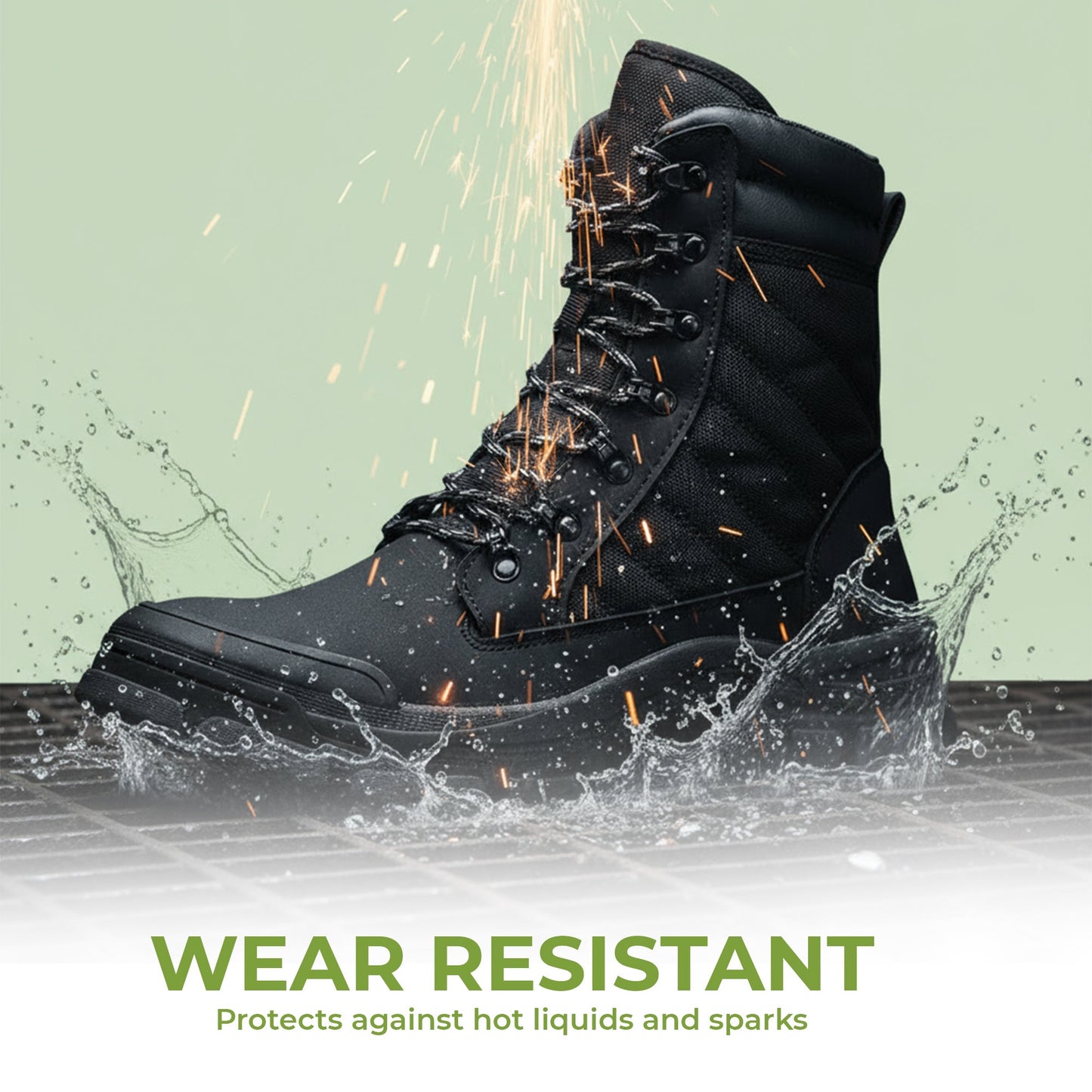 Tough Steel Toe Work Boots - Easy Zip Closure