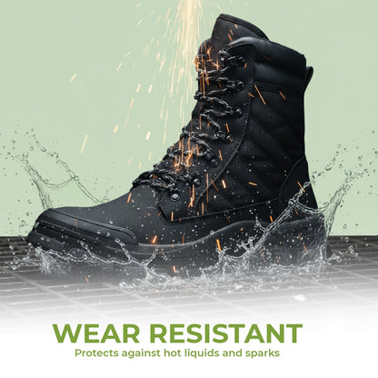 Tough Steel Toe Work Boots - Easy Zip Closure