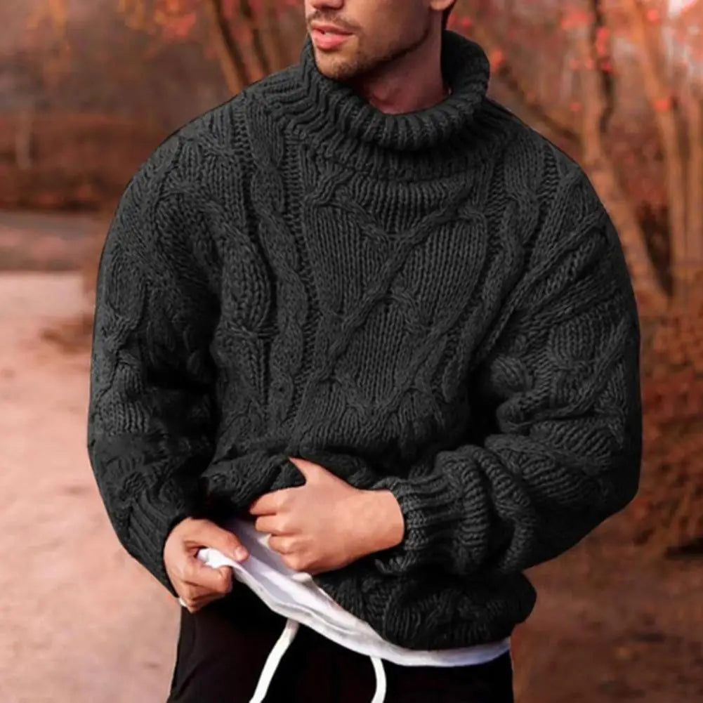 Warm Crew Neck Men's Textured Knit Sweater - Luxivelle