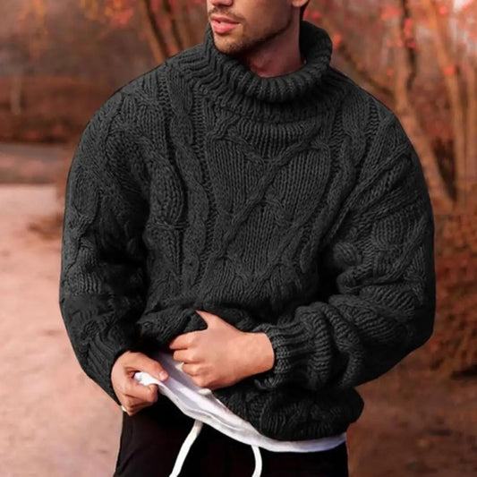 Warm Crew Neck Men's Textured Knit Sweater - Luxivelle